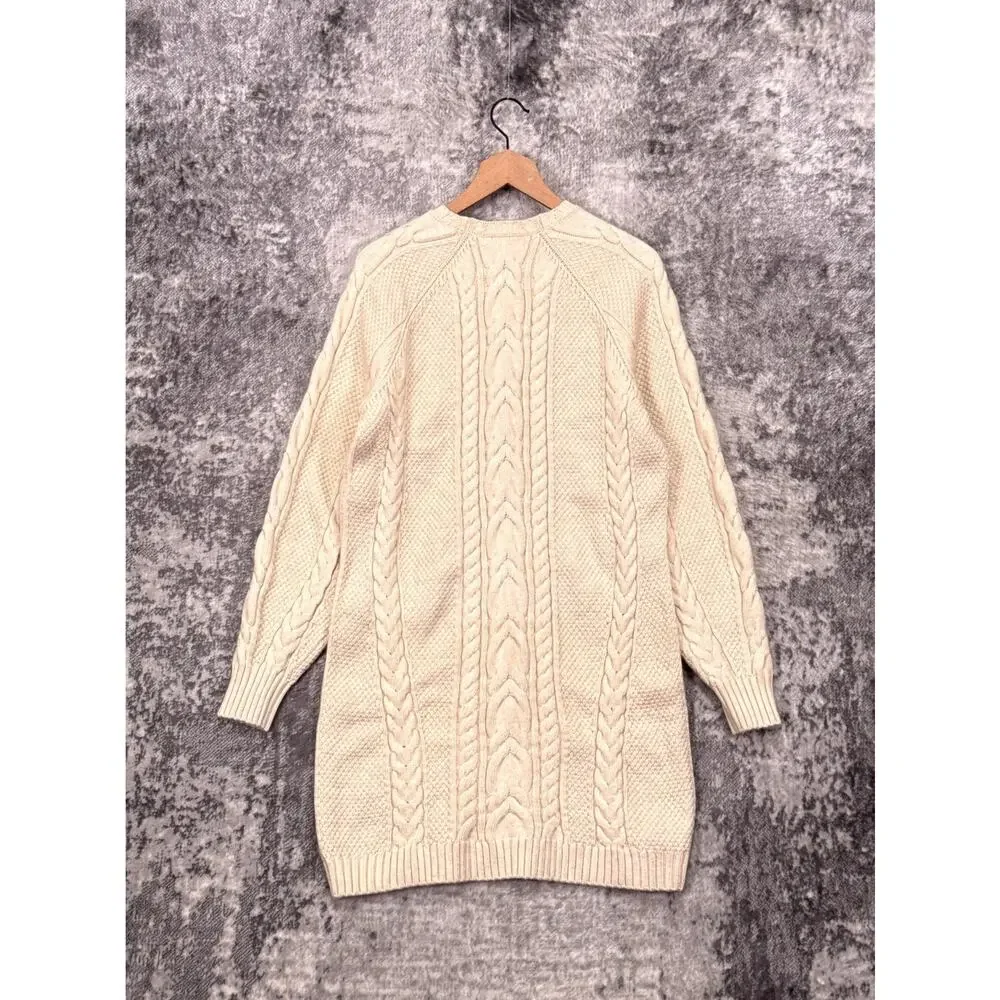 New Polo Ralph Lauren Sweater Dress Large Womens Chunky Cable Knit Ivory Cream